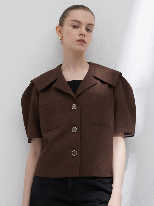 Half-sleeve sailor jacket - Brown