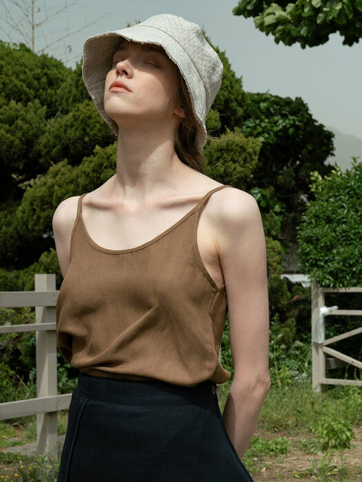 SI TP 5030 String Linen Sleeveless_Khaki brown