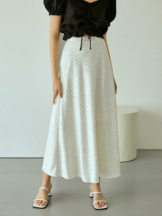 dot satin skirt