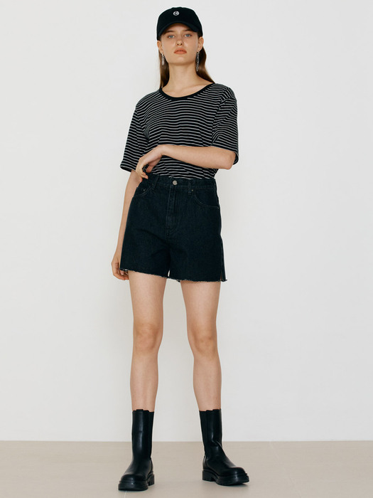 Neue Cut-Off Denim shorts (Black)