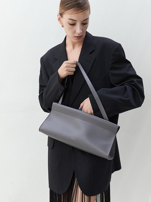 LOG TOP BAG M- Artificial Leather_D.GRAY