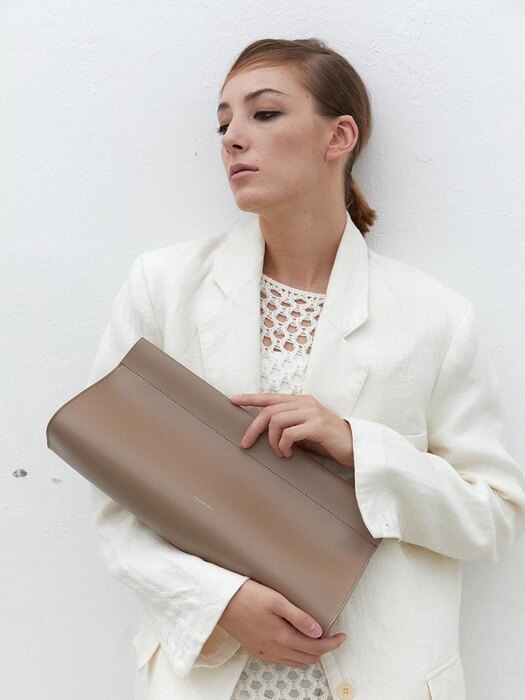LOG TOP BAG M- Artificial Leather_TAUPE