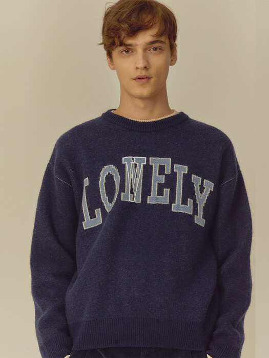  LONELY/LOVELY CASHMERE KNIT SWEATER NAVY