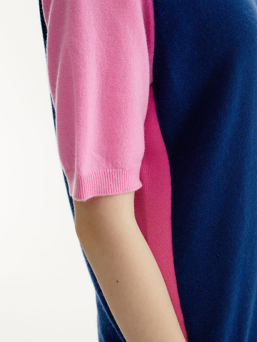 MULTI COLOR SHORT SLEEVE_NAVY&PINK