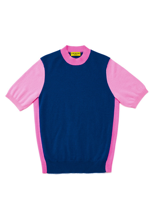 MULTI COLOR SHORT SLEEVE_NAVY&PINK