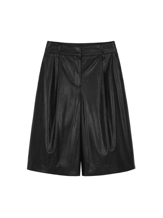 Faux Leather Bermuda Pants in Black VL1AL111-10