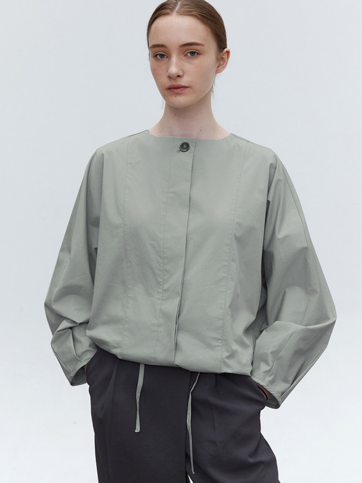 TOF LINE BUTTON STRING SHIRTS MINT GREY