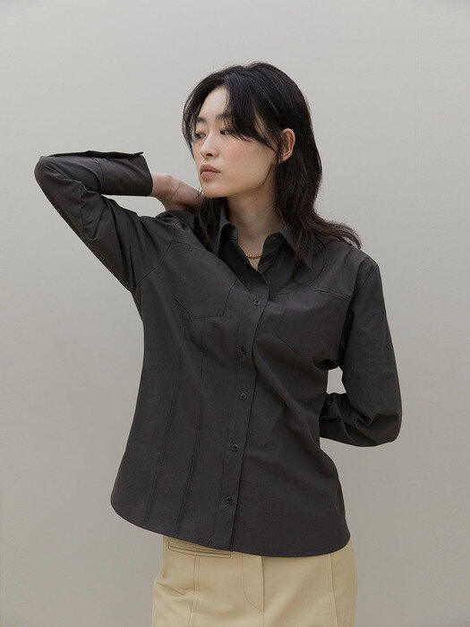 Pocket Line Shirts [ Dark gray ]