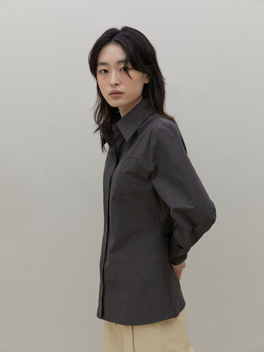 Pocket Line Shirts [ Dark gray ]