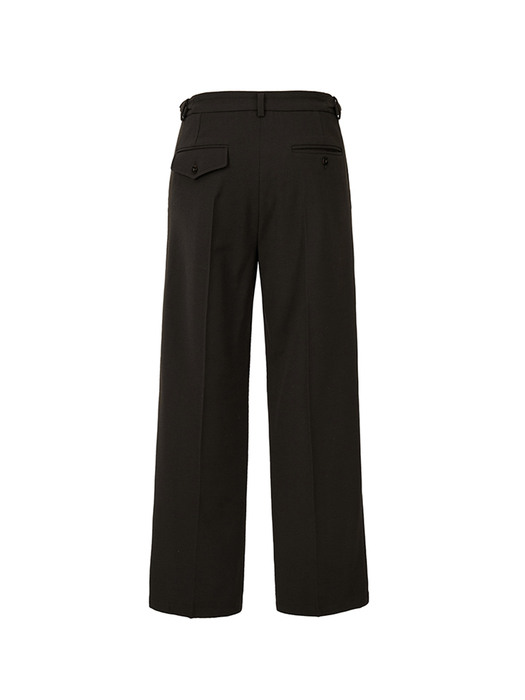 SIDE ADJUSTABLE TWO PLEATED TROUSERS / DARK BROWN