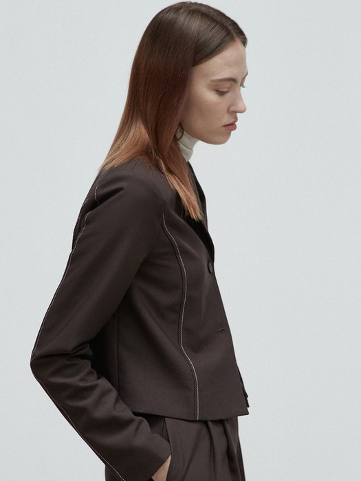amr1296 folding stitched jacket (brown)