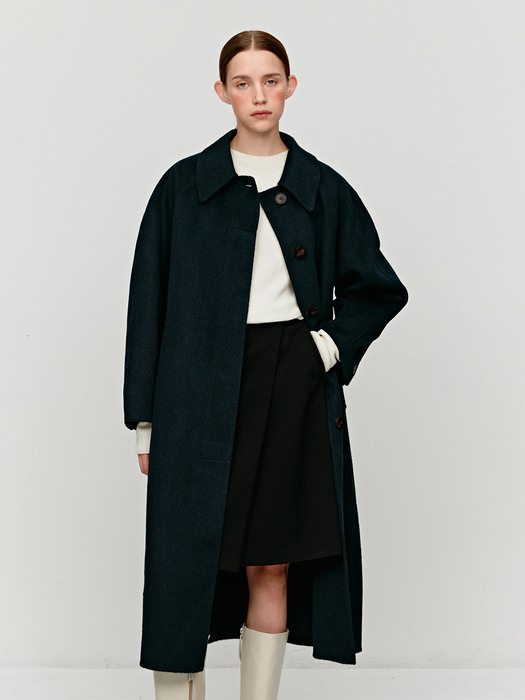 TOF CAMEL HAIR SINGLE COAT [HAND MADE] DEEP BLUE