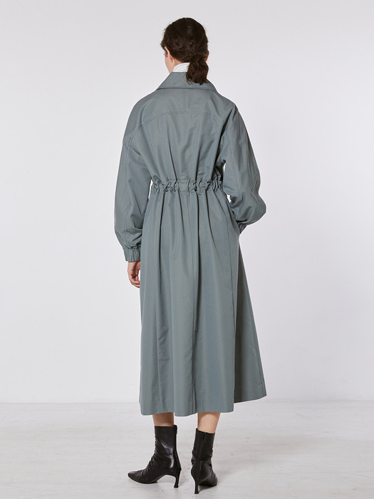 TOF BUTTON TRENCH DRESS MINT GREY