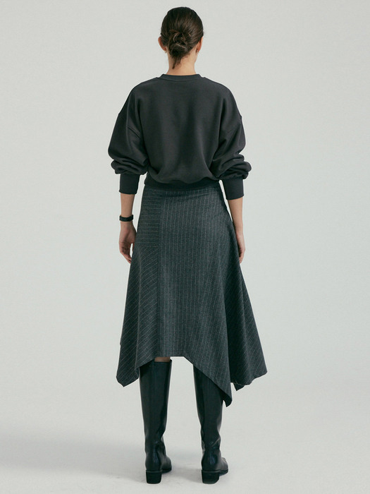 Stripe unbalance wool skirt