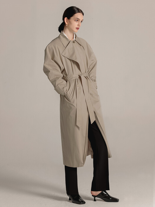 LAYERED RAGLAN TRENCH COAT (MILK BROWN)