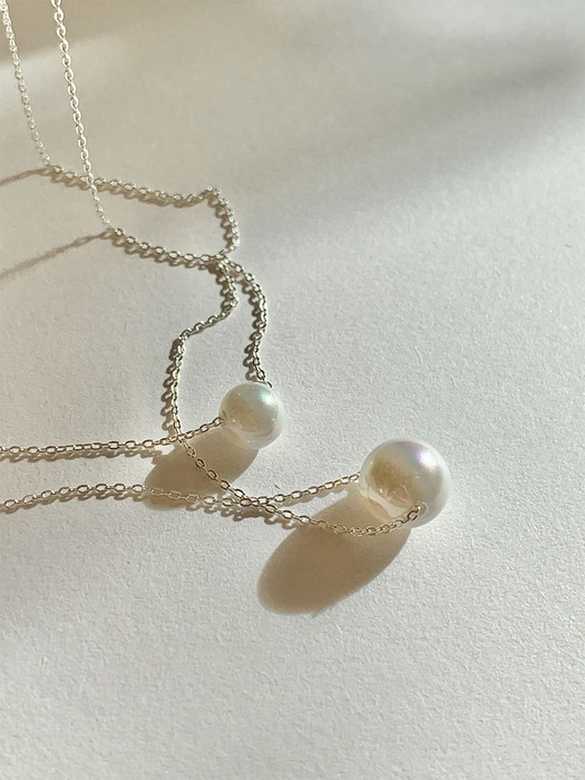 6mm 8mm pearl simple silver necklace