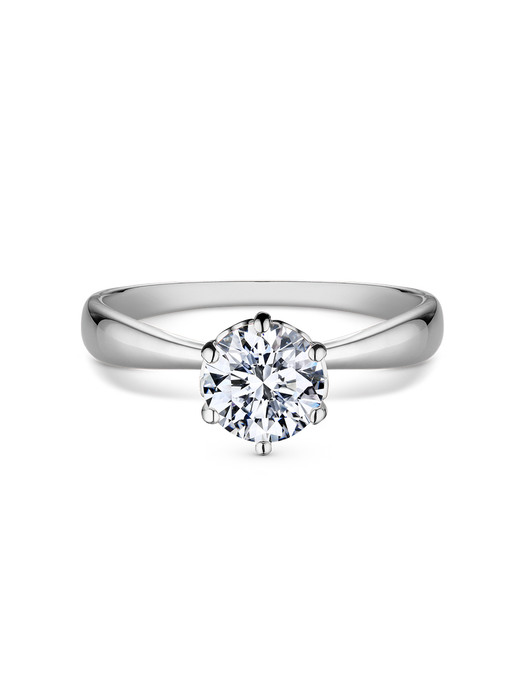 solitaire round heart ring(white gold)