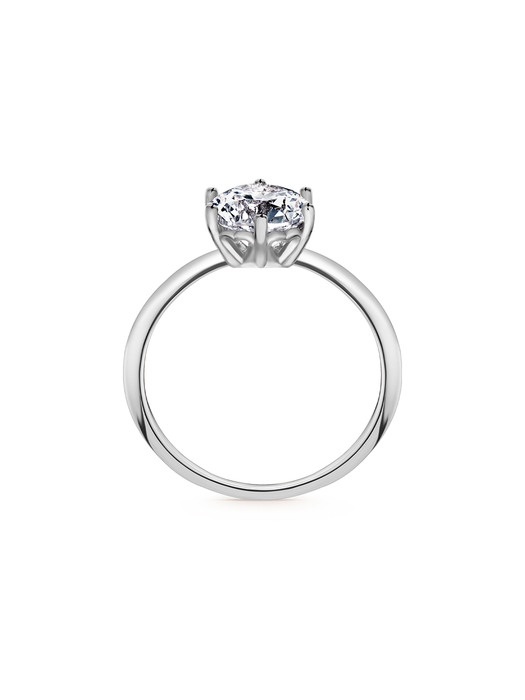 solitaire round heart ring(white gold)