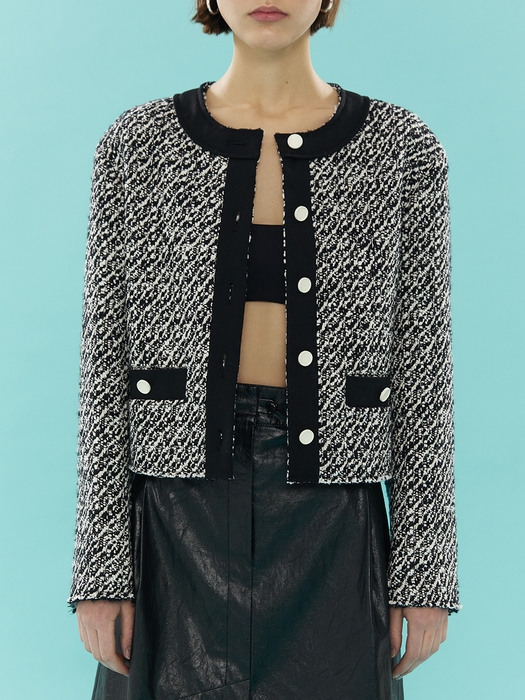 Tweed Cropped Jacket_BLACK