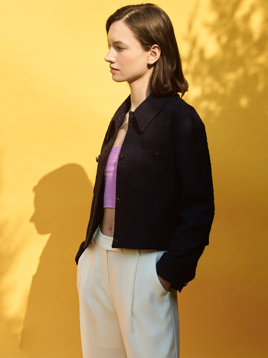 [Tweed] Detachable Collar Tweed Jacket+Skirt_2color