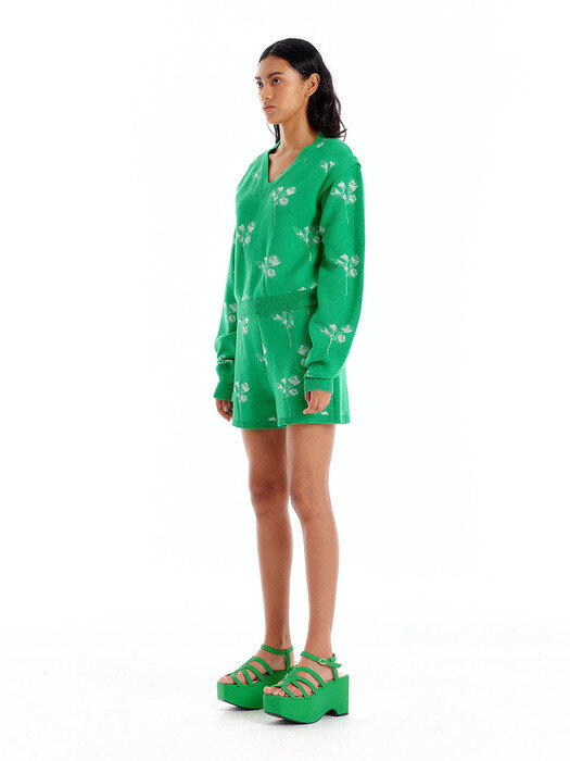UENNA Jacquard Knit Vest Pullover - Green