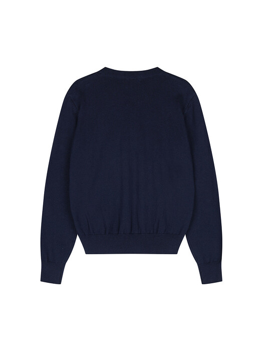 CASHMERE SIGNATURE LOGO KNIT Navy