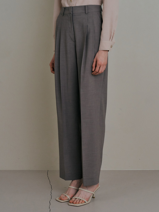 Olive_Pintuck wide Pants