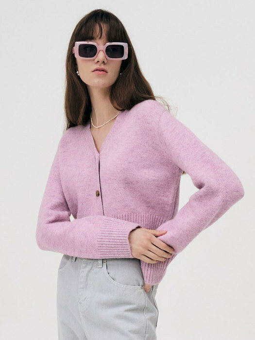 22 Summer_ Melange Purple Cropped Cardigan