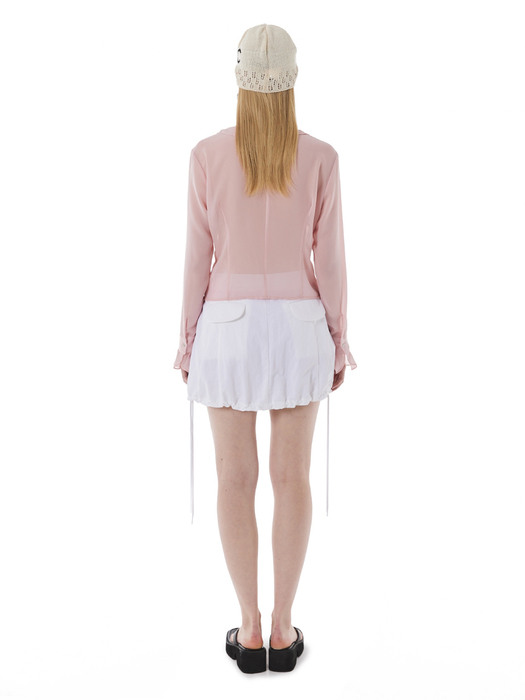 SEE THROUGH FRILL BLOUSE / PINK