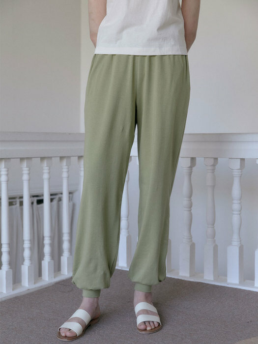 Soft Cotton Banding Pants (Leaf Green)