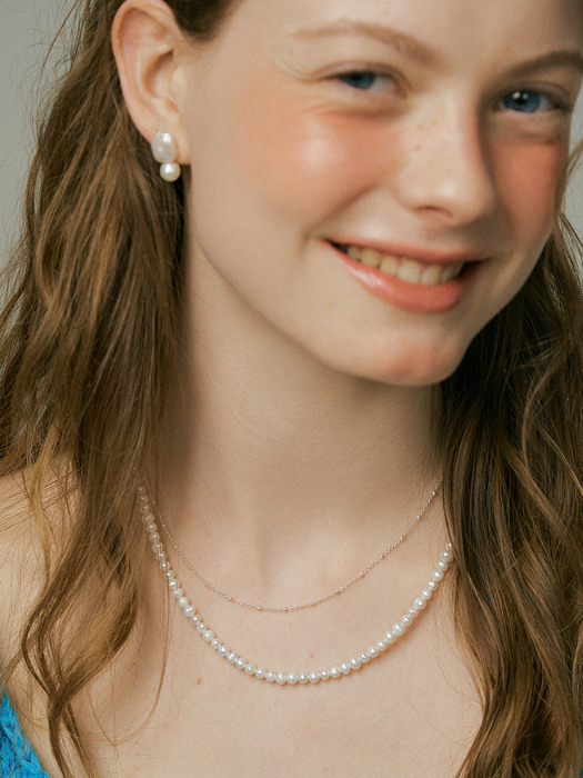 [set] Dawnlike pearl+ silver Necklace