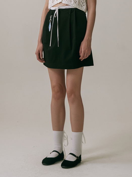 22SS_String Mini Skirt (Black)