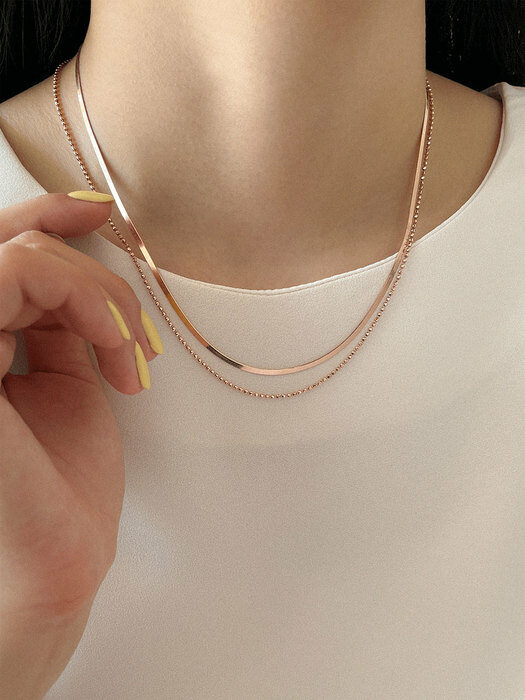 커브 레이어드 목걸이 (14k gold)