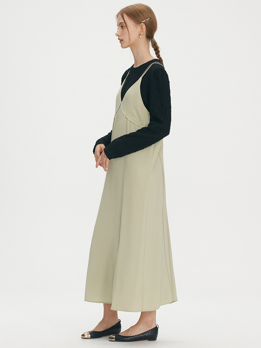 Back point layered dress - Black