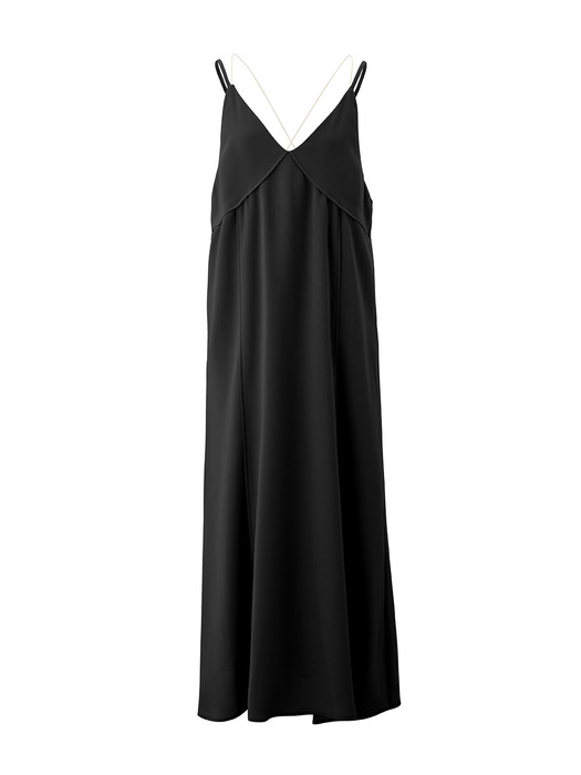 Back point layered dress - Black