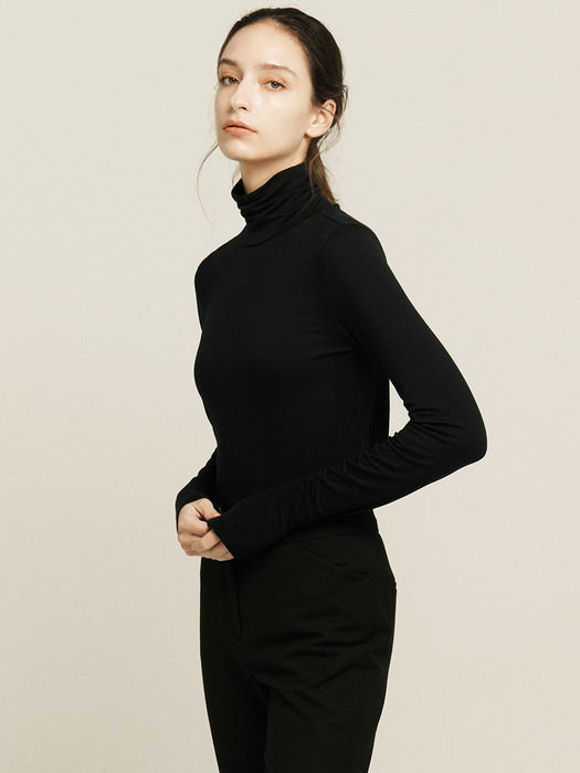 [Day-wool] Soft Shirring Sleeve Turtleneck_2color