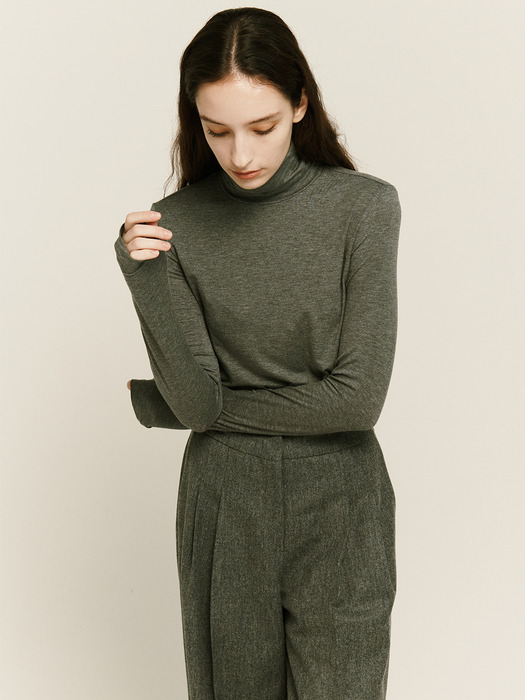 [Day-wool] Soft Shirring Sleeve Turtleneck_2color