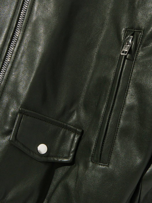 Minimal Rider soft-Leather Jacket J22 Khaki