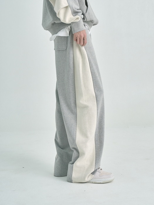 Reverse Pleat Wide Pants (Melange)