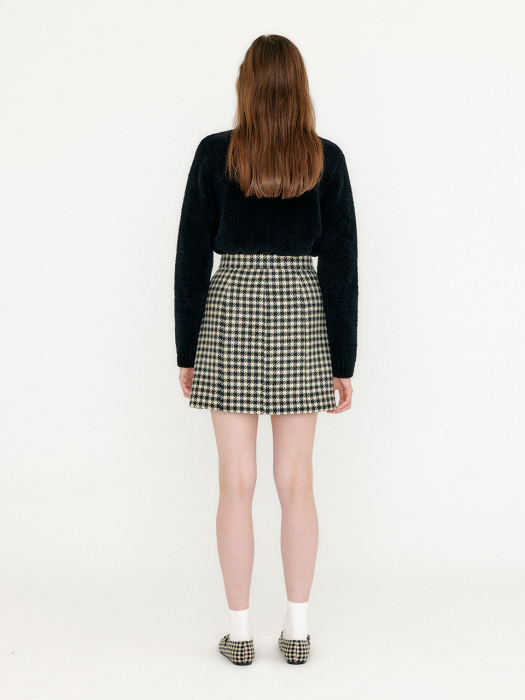 VETHY Buttoned Mini Skirt - Black/Ivory Check