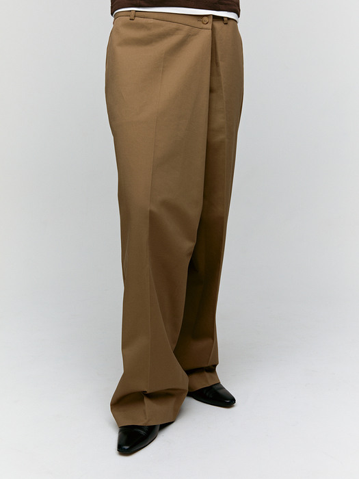 COTTON WRAP PANTS (BEIGE)