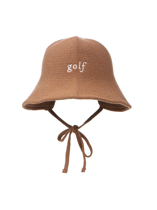  golf knit bucket hat_brown
