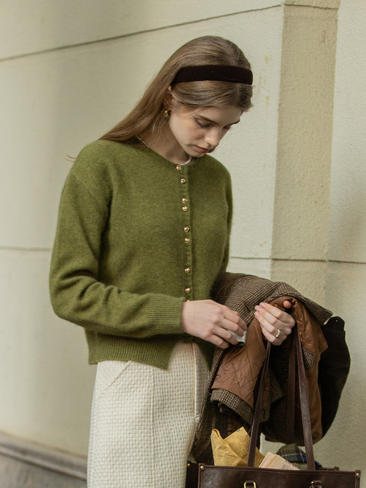 EMERY woolen knit cardigan_CEDAR GREEN