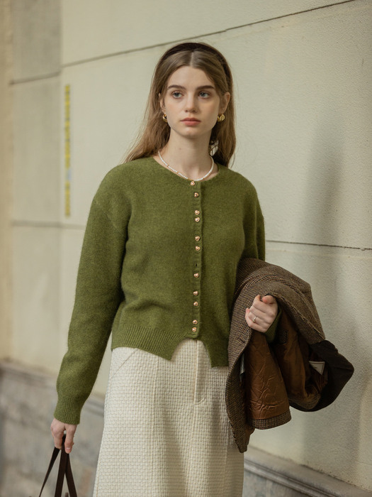 EMERY woolen knit cardigan_CEDAR GREEN