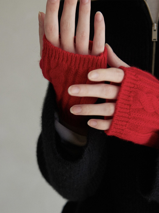 Cashmere Layered Gloves Red