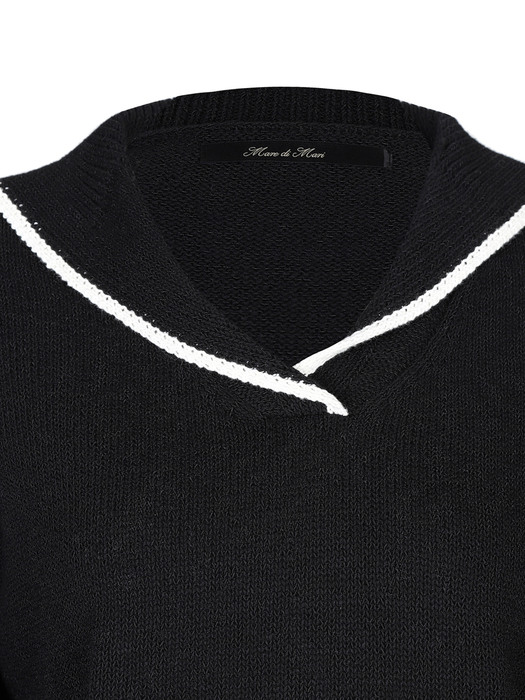 Marin Collar Knit Top Black