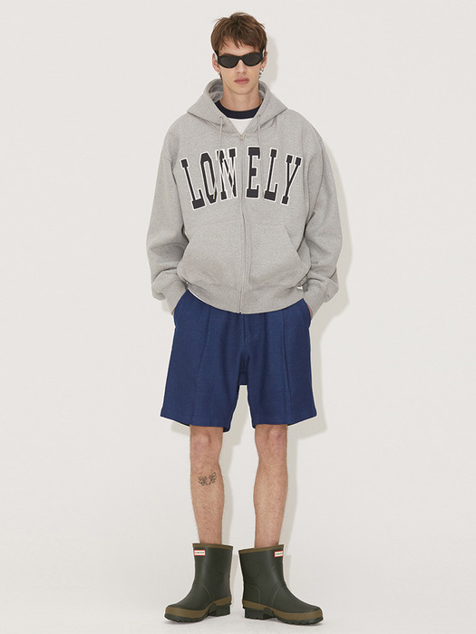 LONELY/LOVELY FLUFF HOODIE ZIP-UP GRAY NAVY