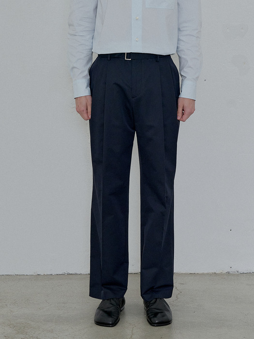 SOLOTEX BELTED TWO TUCK PANTS (Navy)