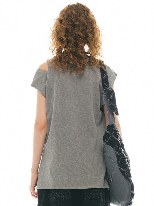 LYDIA OVER FIT SLEEVELESS T-SHIRT_GRAY