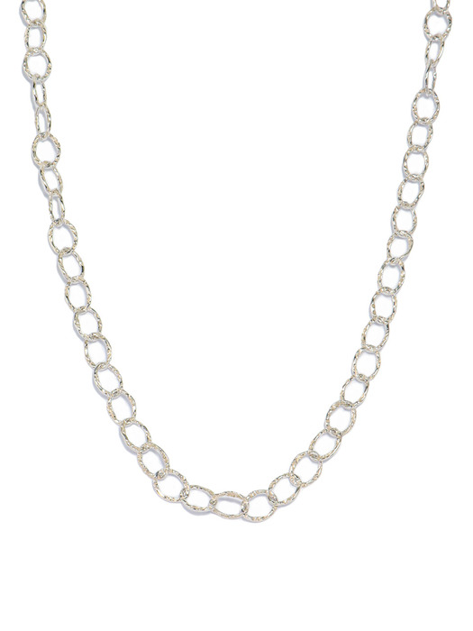 Hammered Link Chain Silver Necklace In445[Silver]